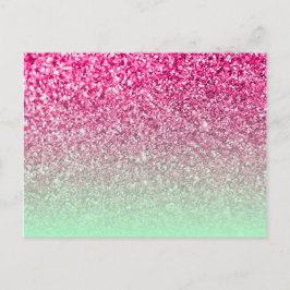 Shock rosa Photo Glitter och Mint Grönt Ombre Vykort