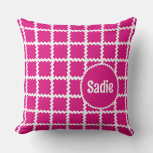 Shock rosa Pillow for Girls; Ric Rac mönster Kudde