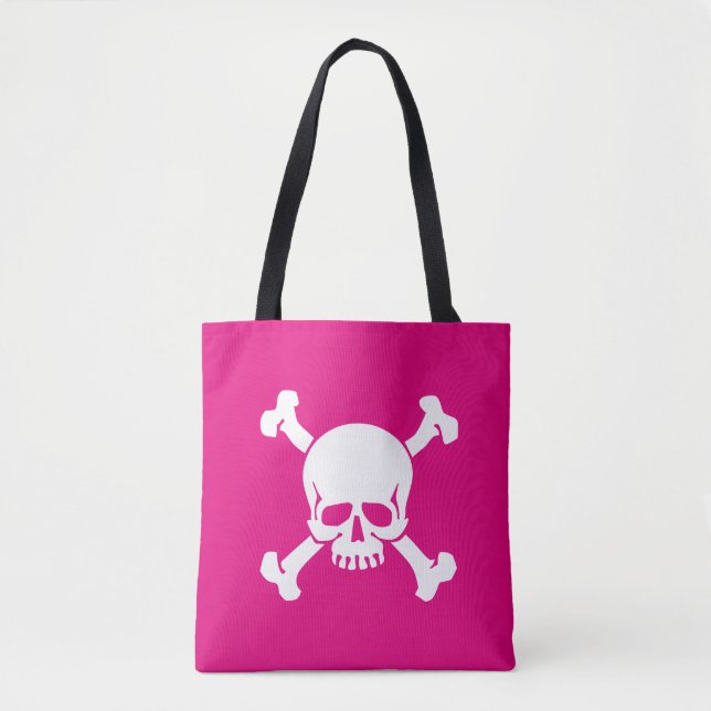 shock rosa Pirat, Skull och korsben, flagga Tygkasse (Framsida)