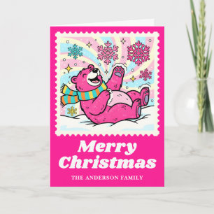 Shock rosa Polar Bär jul Postage Frimärke Helgkort