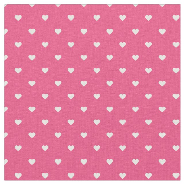 Shock rosa Polka Dot Hearts Tyg (Närbild)