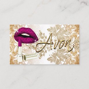 Shock rosa Polka Dot Läppar & Guld - Avon Visitkort