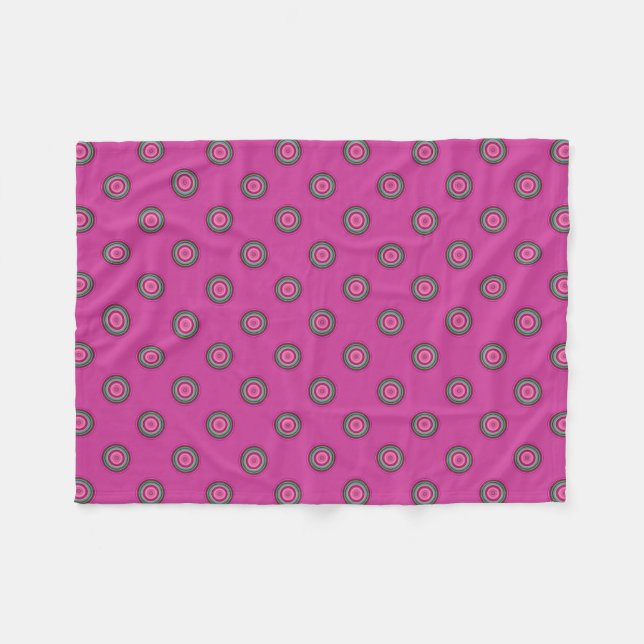 Shock rosa Polka Dot Mönster Fleecefilt (Framsidan (Horisontell))
