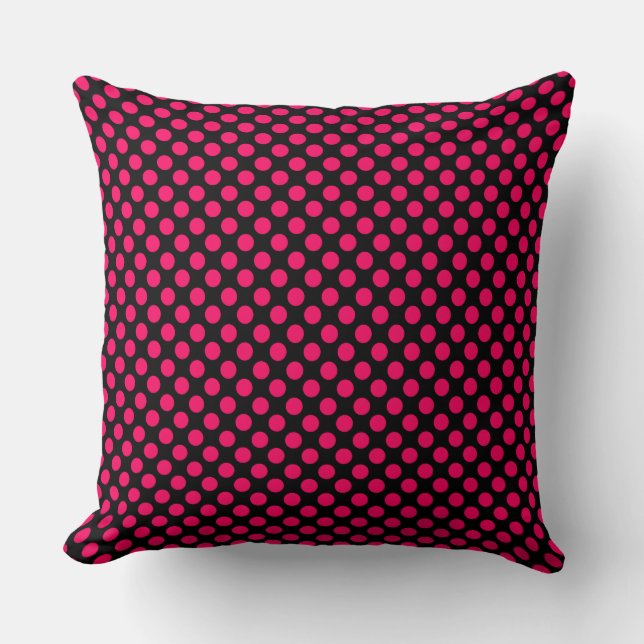 Shock rosa Polka dots Dekorativ kudde (Framsida)