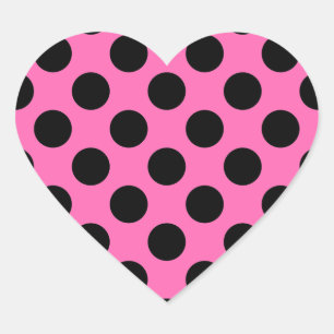 Shock rosa Polka dots Hjärtformat Klistermärke