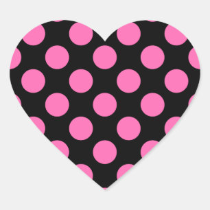 Shock rosa Polka dots Hjärtformat Klistermärke