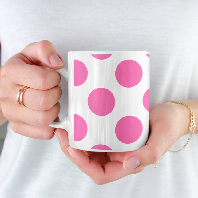 Shock rosa Polka dots Kaffemugg (Skapare uppladdad)