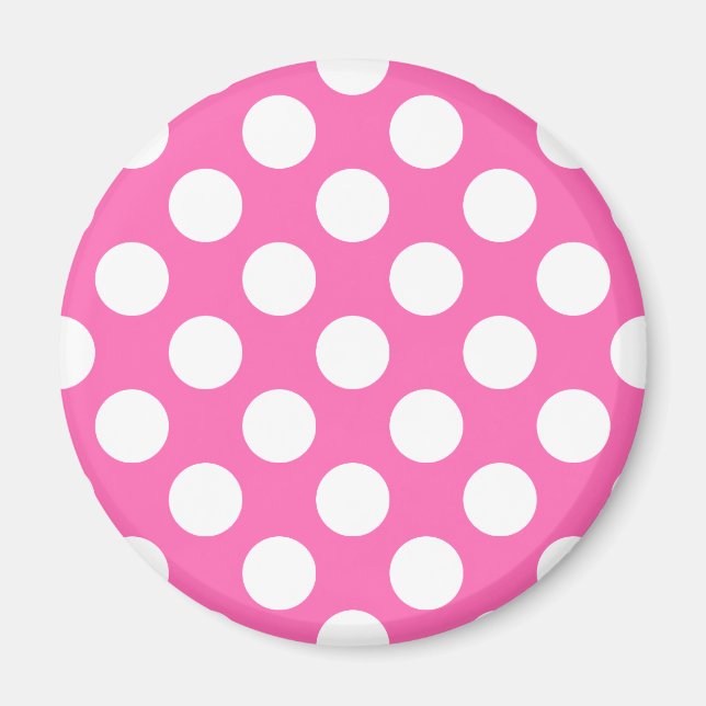 Shock rosa Polka dots Magnet (Framsidan)