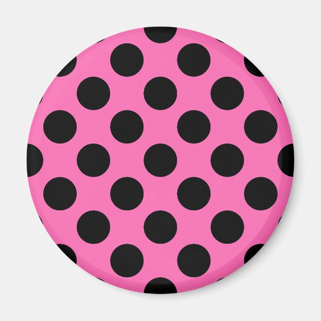 Shock rosa Polka dots Magnet (Framsidan)