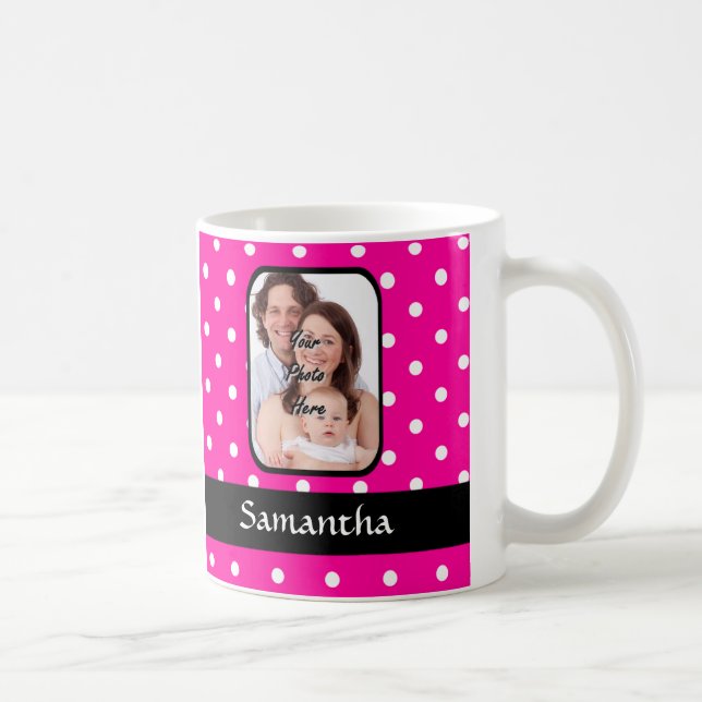 Shock rosa polka punkt mönster kaffemugg (Höger)