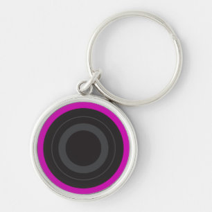 shock rosa Pop Art Roller Derby Wheel Rund Silverfärgad Nyckelring