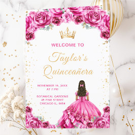 Shock rosa Princess Blommigt Quinceañera-programme Program