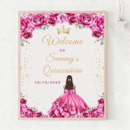 Shock rosa princess Quinceañera Välkommen Poster