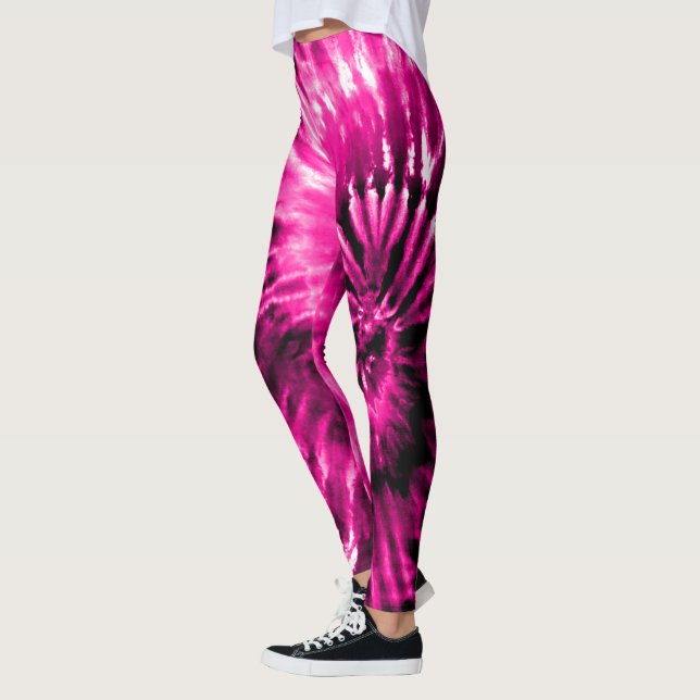 Shock rosa Psychedelic Starburst Tie Dye Leggings (Vänster)