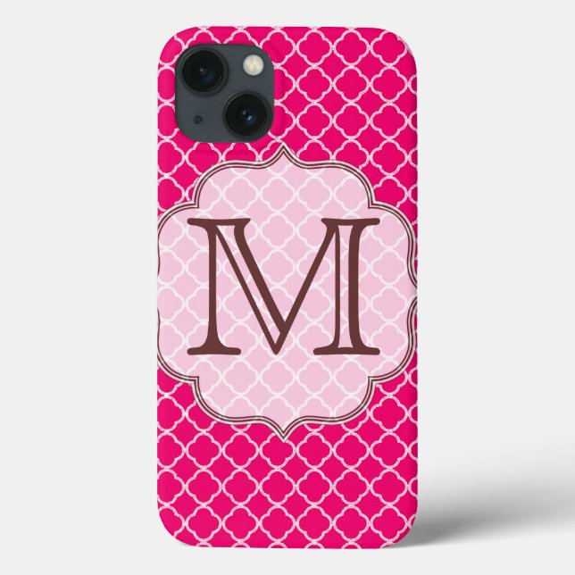 Shock rosa Quarterfoil Latti Monogram IPAD Case (Baksida)