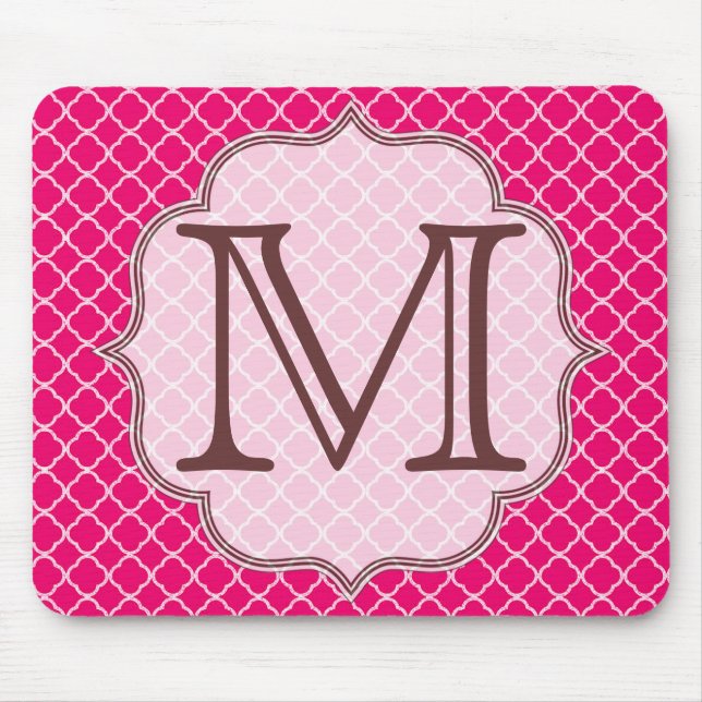 Shock rosa Quarterfoil Latti Monogram Mouse Pad Musmatta (Framsidan)