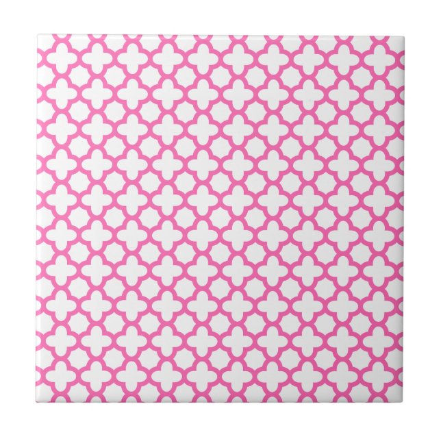 Shock rosa Quatrefoil Mönster Kakelplatta (Framsidan)