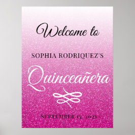 Shock rosa Quinceañera 15:e födelsedag Välkommen Poster