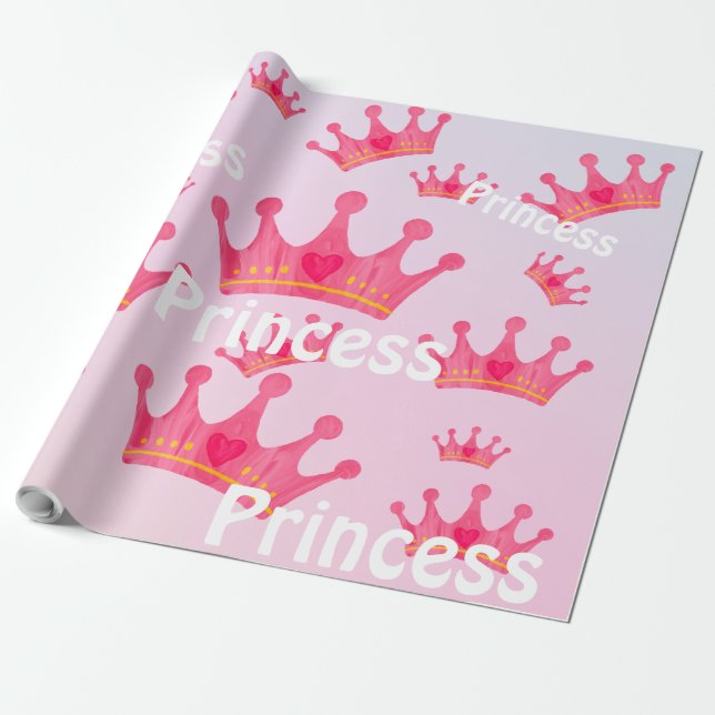 Shock rosa quirky Princess Krona Presentpapper (Utrullad)