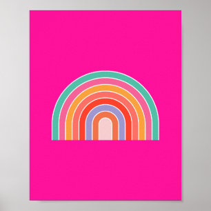 Shock rosa Rainbow Preppy Colorful Lycklig Rainbow Poster
