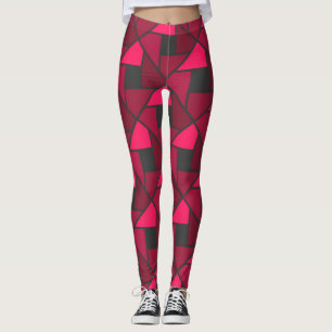 Shock rosa Raspberry Red Geometric Yoga Byxor