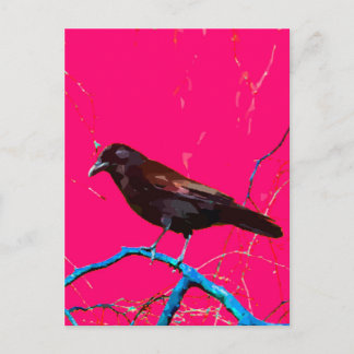 Shock rosa Raven Kråka Vykort