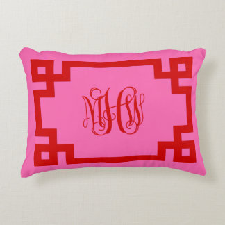 Shock rosa Red Grekiska Nyckel Vine Monogram DIY B Prydnadskudde