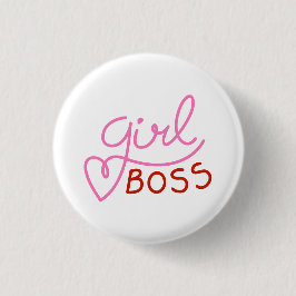 Shock rosa Red Hearts Button Girl Chef-typografi Knapp
