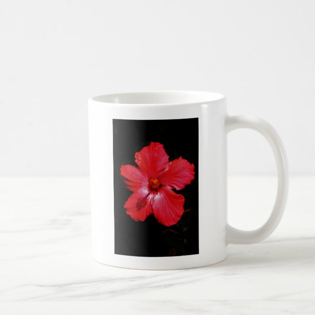 Shock rosa Red Hibiscus blomma på Black Kaffemugg (Höger)