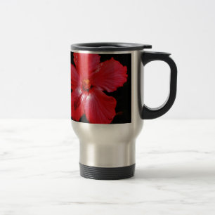 Shock rosa Red Hibiscus blomma på Black Resemugg