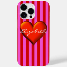 Shock rosa Red Rand Red Metallic Heart Monogram