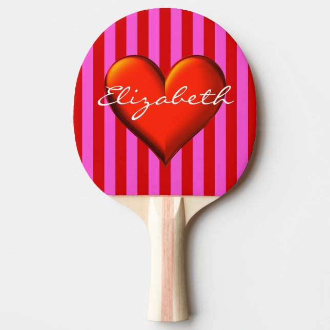 Shock rosa Red Rand Red Metallic Heart Monogram Pingisracket (Framsidan)