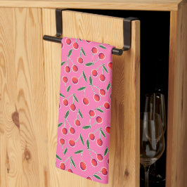 Shock rosa Retro Berry Cherry Pop Art Kökshandduk