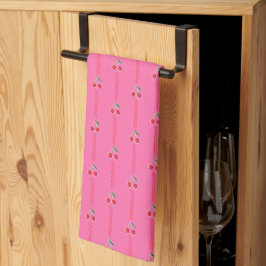 Shock rosa Retro Berry Cherry Stripe Kökshandduk