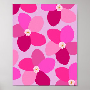Shock rosa Retro-Blommigt Poster