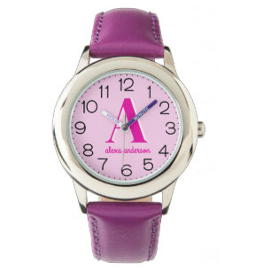 Shock rosa Retro Dolly Monogram Armbandsur
