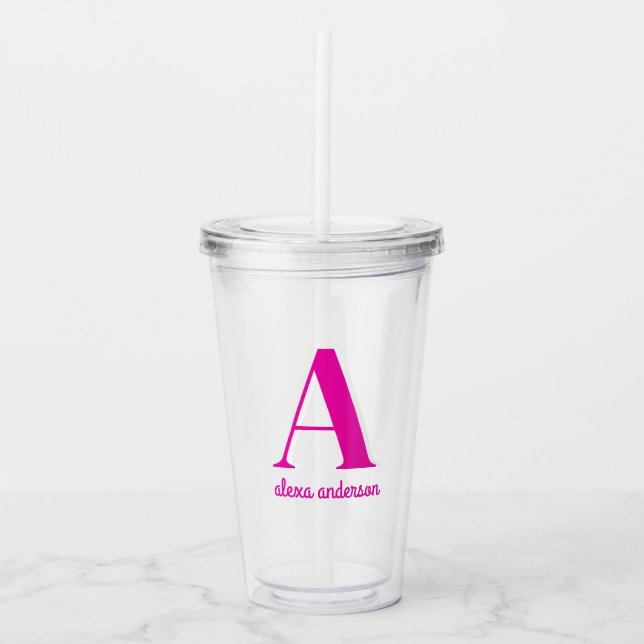 Shock rosa Retro Dolly Monogram Take Away Mugg (Framsida)