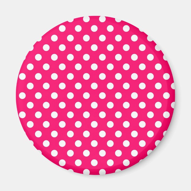 Shock rosa Retro Polka dots Mönster Magnet (Framsidan)