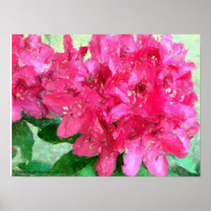 Shock rosa Rhododendron Abstrakt för äggkrackning Poster