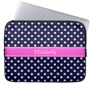 Shock rosa Ribbon Monogram, vit Polka dots Laptop Sleeve