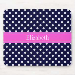 Shock rosa Ribbon Monogram, vit Polka dots Musmatta