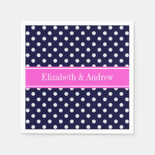 Shock rosa Ribbon Monogram, vit Polka dots Pappersservett