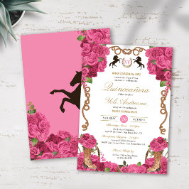 Shock rosa Ro Western Charro Quinceanera Inbjudningar