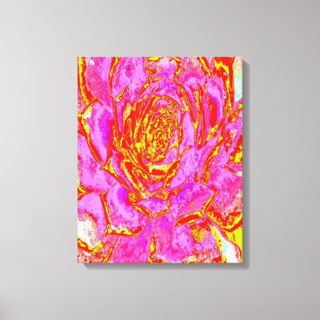 Shock rosa, Röd och Gult Succulent Sedum Rosette Canvastryck (Framsida)