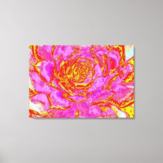 Shock rosa, Röd och Gult Succulent Sedum Rosette Canvastryck (Framsida)