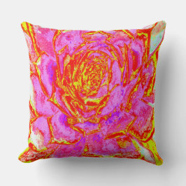 Shock rosa, Röd och Gult Succulent Sedum Rosette Kudde