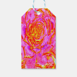 Shock rosa, Röd och Gult Succulent Sedum Rosette Presentetikett