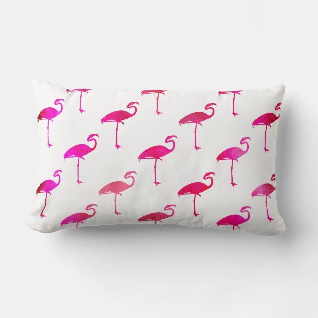 Shock rosa Rosa Lila Flamingo vattenfärg Lumbarkudde (Framsida)