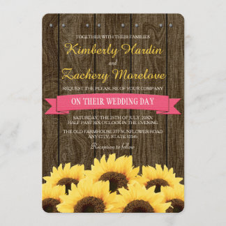 SHOCK ROSA RUSTISK SUNFLOWER WEDVITATION INBJUDNINGAR
