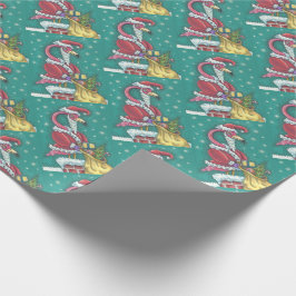 SHOCK ROSA SANTA, CHRISTMAS FLAMINGO WRAPPING PAPP PRESENTPAPPER